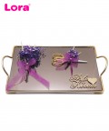 Altın Renk CNC Model Söz - Nişan Tepsi Takımı - 82061