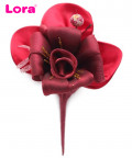 14cm Bordo Renkli Saten Kumaş Çiçek Kiti 12 Adet - 99366