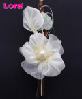 15cm Krem Renkli Saten Kumaş Çiçek Kiti 12 Adet - 99434